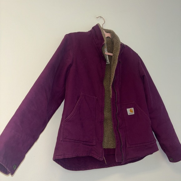 Carhartt For Women Sherpa Lined Canvas Jacket Plum Purple Workwear Size XS‎ - Picture 8 of 10